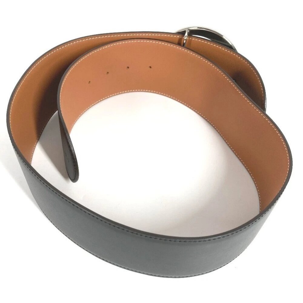 HERMES Thick belt Accessories Buckle Belt belt Leather Black/SilverHardware - Picture 3 of 10